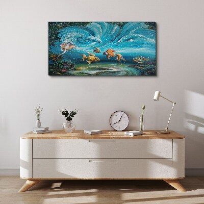 Underwater dance of dolphins and fish Canvas print