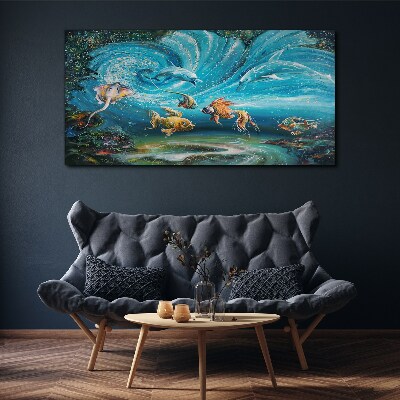 Underwater dance of dolphins and fish Canvas print