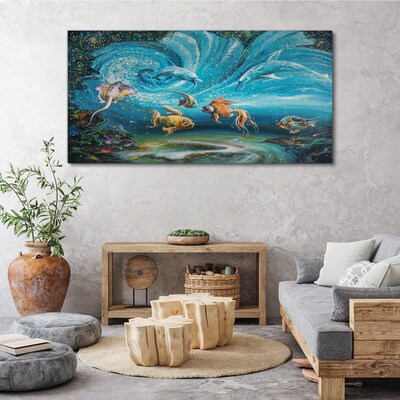 Underwater dance of dolphins and fish Canvas print