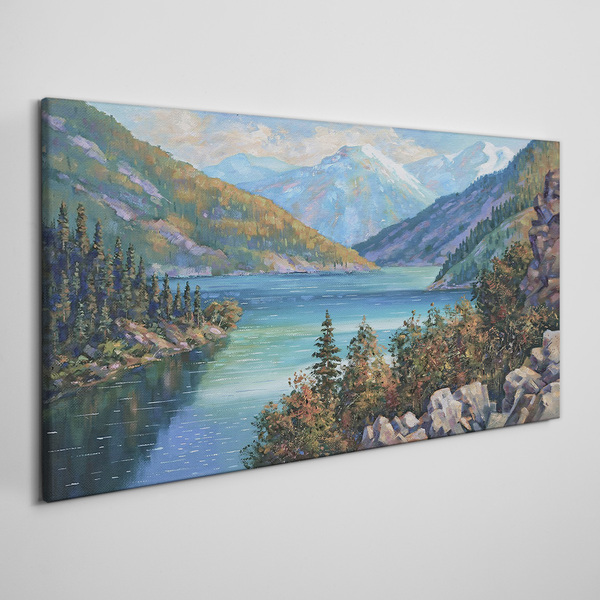Mountain landscape by the lake Canvas print