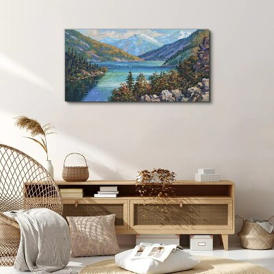 Mountain landscape by the lake Canvas print