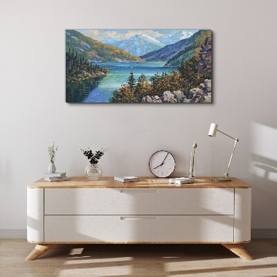 Mountain landscape by the lake Canvas print