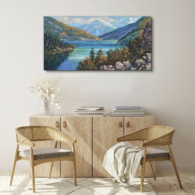 Mountain landscape by the lake Canvas print