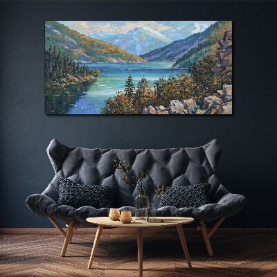 Mountain landscape by the lake Canvas print
