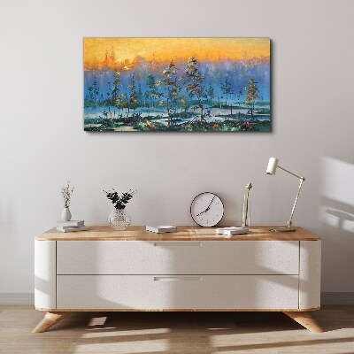 Painting forest sunset Canvas print