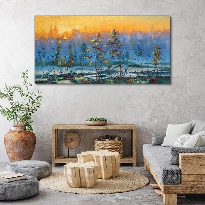 Painting forest sunset Canvas print