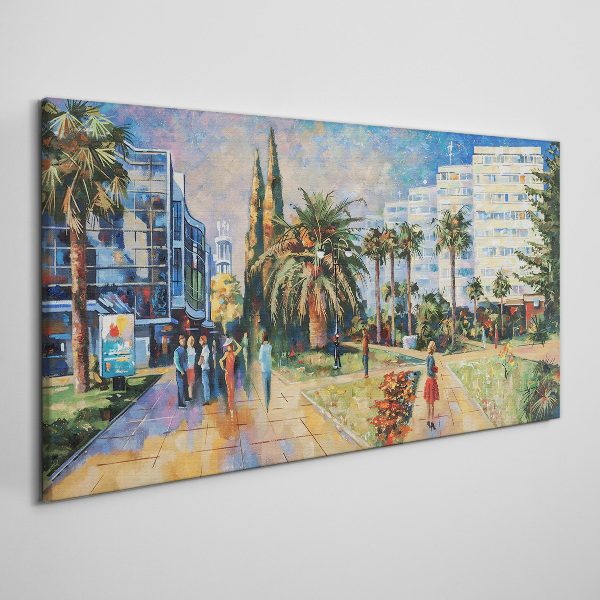 Tropical landscape of a city walk Canvas print