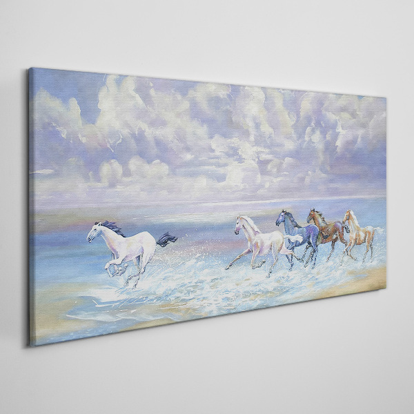 White horses on the run Canvas print