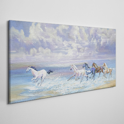White horses on the run Canvas print