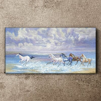 White horses on the run Canvas print