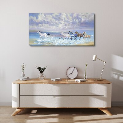 White horses on the run Canvas print