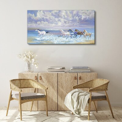 White horses on the run Canvas print