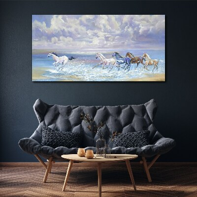 White horses on the run Canvas print