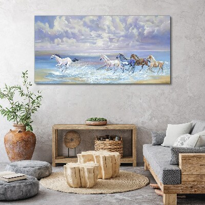 White horses on the run Canvas print