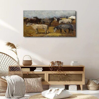 Painting animal horses Canvas print