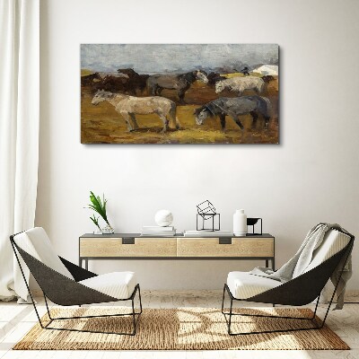 Pastoral landscape with horses Canvas print
