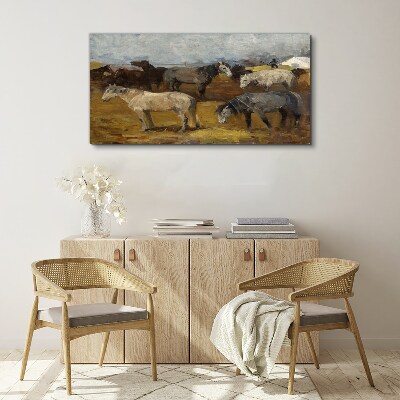 Pastoral landscape with horses Canvas print