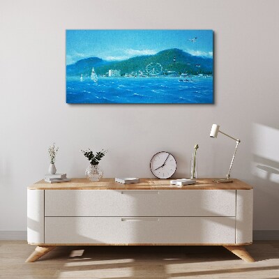City mountain painting Canvas Wall art