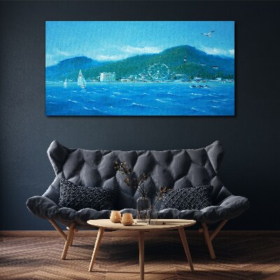 City mountain painting Canvas Wall art