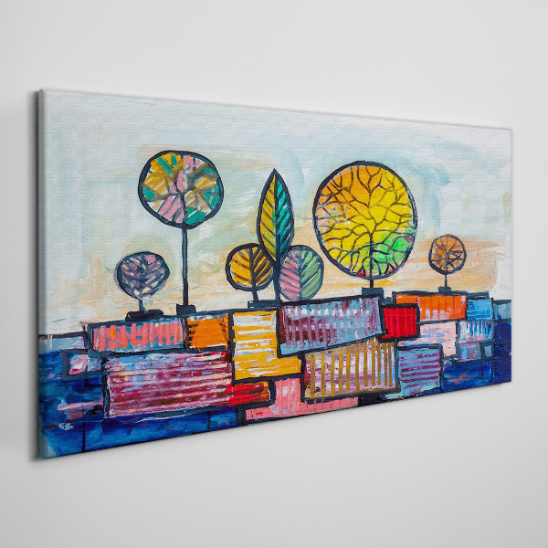 Colorful trees in an abstract landscape Canvas Wall art