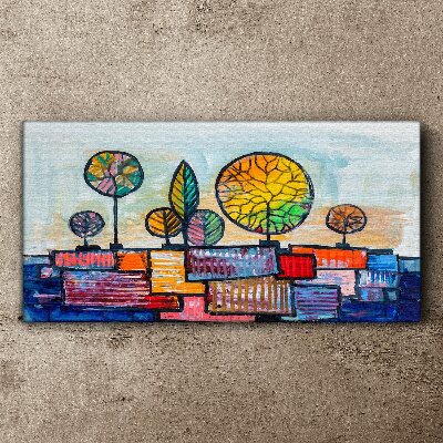 Colorful trees in an abstract landscape Canvas Wall art