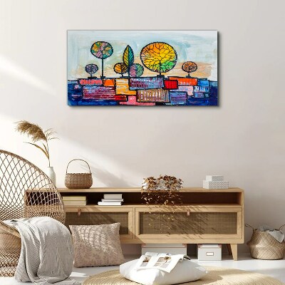 Colorful trees in an abstract landscape Canvas Wall art