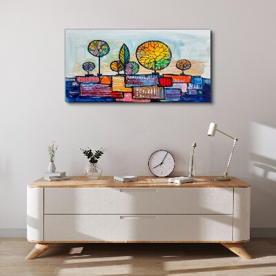 Colorful trees in an abstract landscape Canvas Wall art
