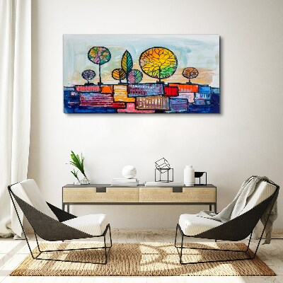 Colorful trees in an abstract landscape Canvas Wall art