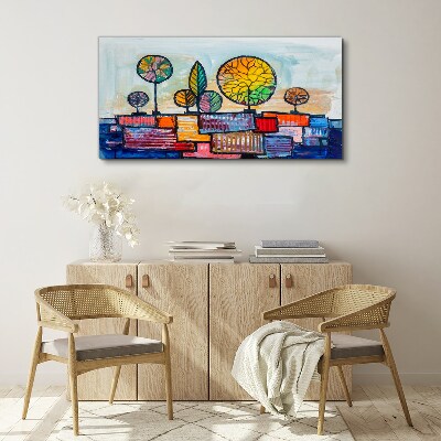 Colorful trees in an abstract landscape Canvas Wall art