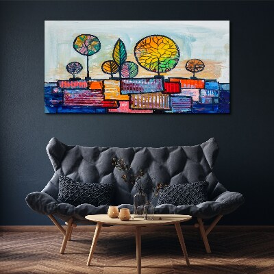 Colorful trees in an abstract landscape Canvas Wall art