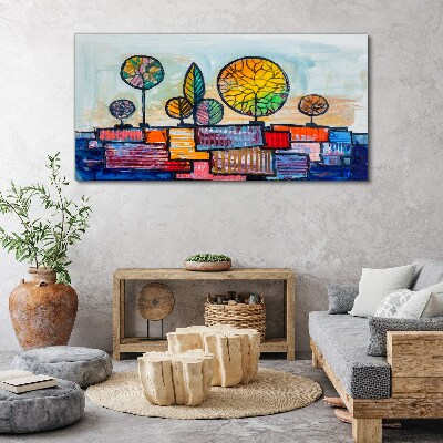 Colorful trees in an abstract landscape Canvas Wall art