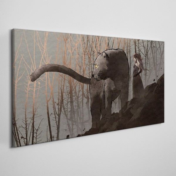 Black Panther and the Mysterious Figure Canvas Wall art