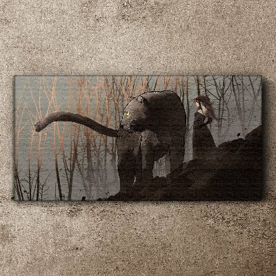 Black Panther and the Mysterious Figure Canvas Wall art