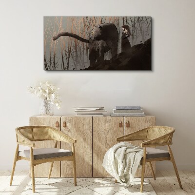 Black Panther and the Mysterious Figure Canvas Wall art