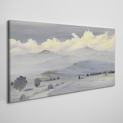 Misty mountain panorama Canvas Wall art