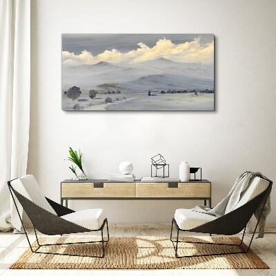 Misty mountain panorama Canvas Wall art