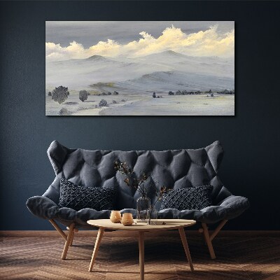 Misty mountain panorama Canvas Wall art