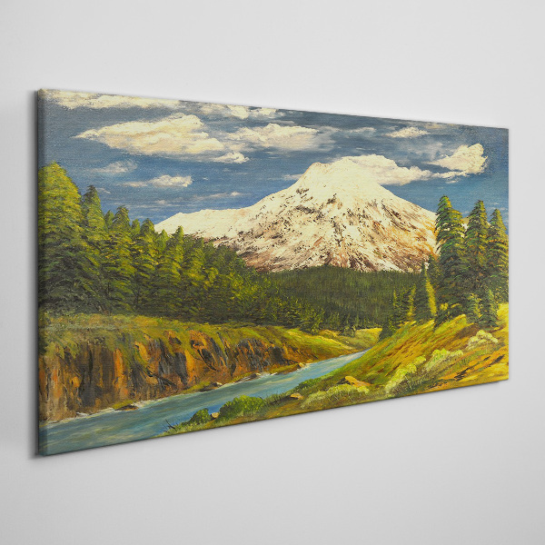 Mountain landscape with a river Canvas Wall art
