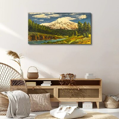 Mountain landscape with a river Canvas Wall art