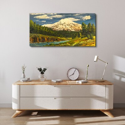 Mountain landscape with a river Canvas Wall art