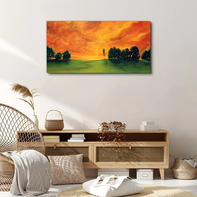 Tree sunset sky Canvas Wall art