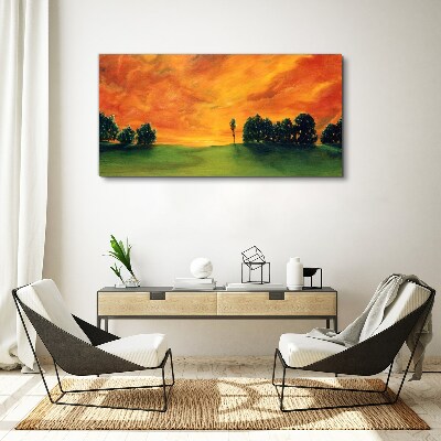 Tree sunset sky Canvas Wall art