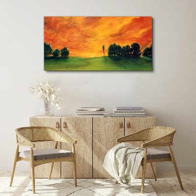 Tree sunset sky Canvas Wall art