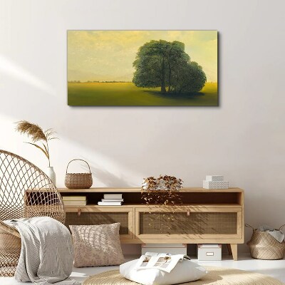 Painting tree sky field Canvas Wall art