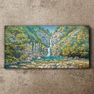 Painting tree waterfall Canvas Wall art