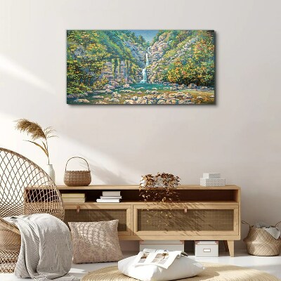 Waterfall in mountain scenery Canvas Wall art