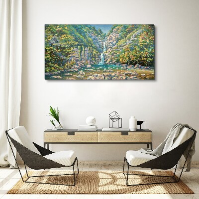 Waterfall in mountain scenery Canvas Wall art