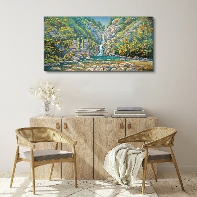 Waterfall in mountain scenery Canvas Wall art