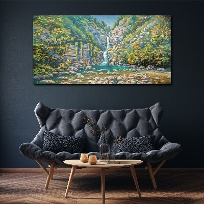 Waterfall in mountain scenery Canvas Wall art