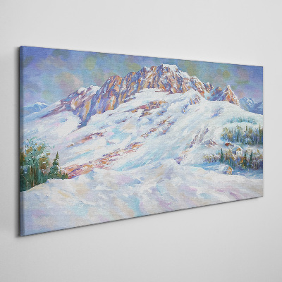 Winter mountain landscape Canvas Wall art